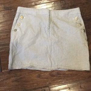 J . Crew Factory navy & white 100% cotton skirt